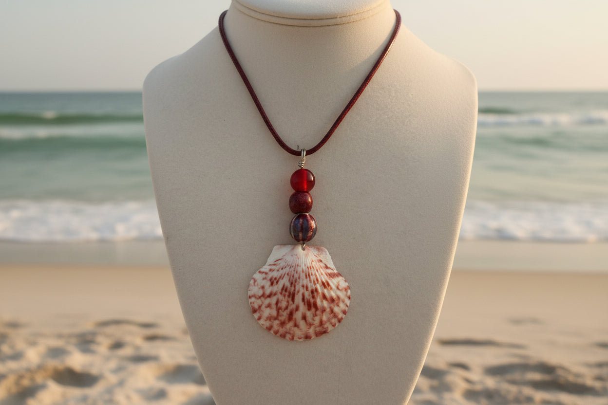 Merlot Shores Scallop Necklace
