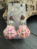 Amethyst Silver Tide Scallop Shell Earrings
