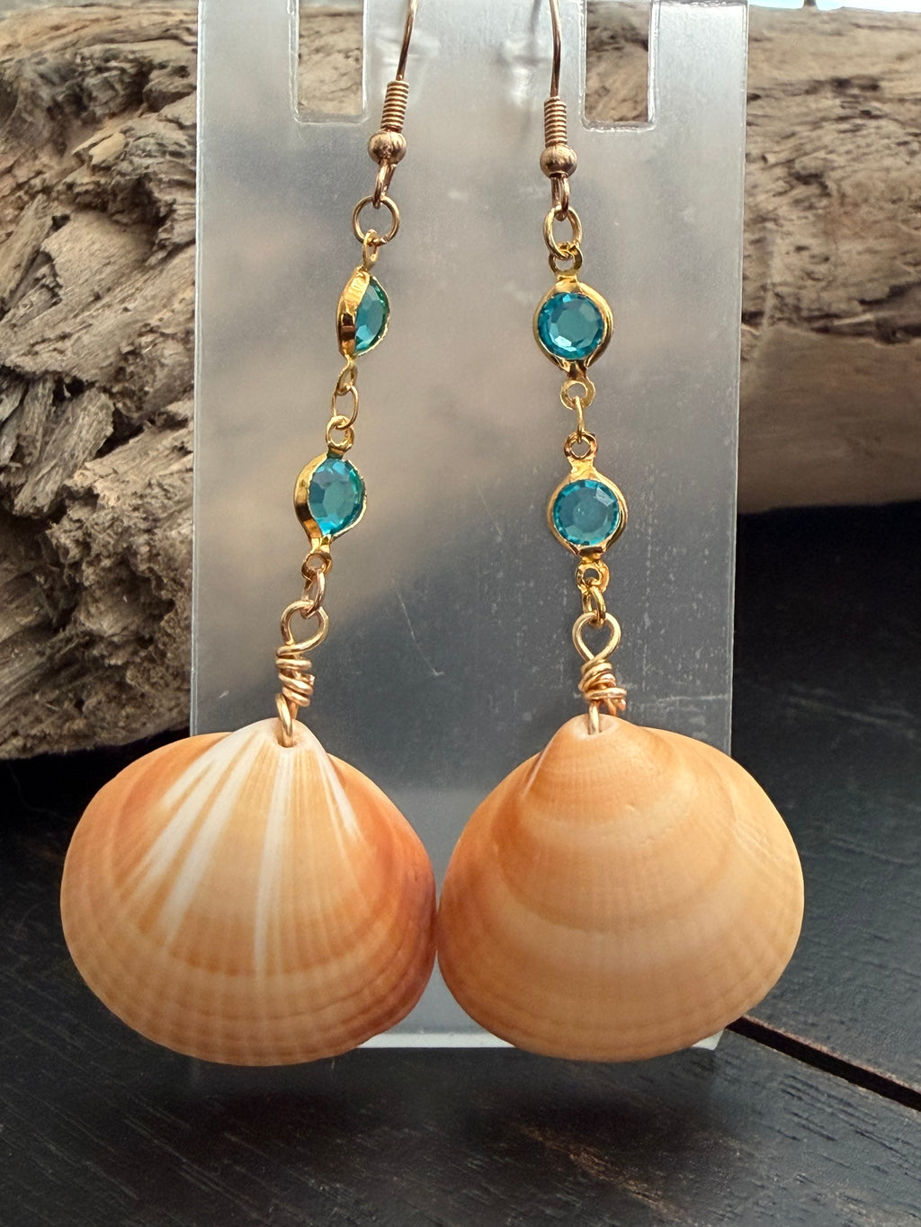 Peach Riviera Clam Shell Earrings