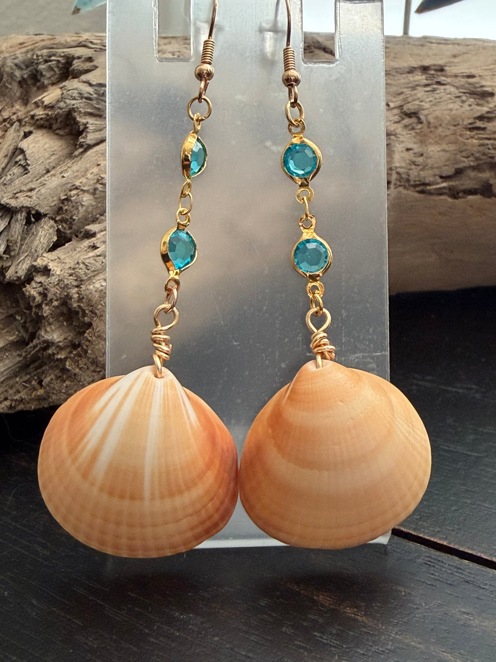 Peach Riviera Clam Shell Earrings