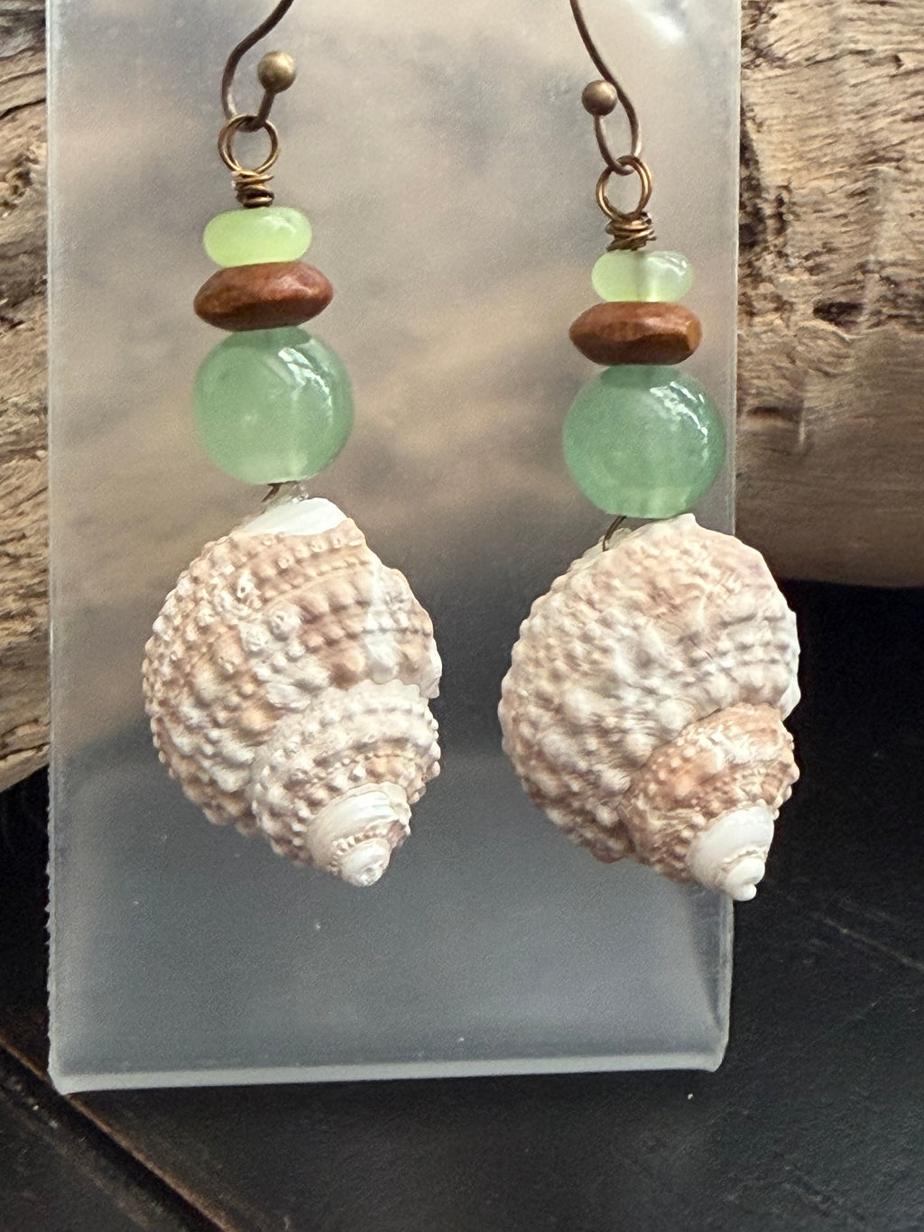 Sea Glass Garden Turban Shell Earrings