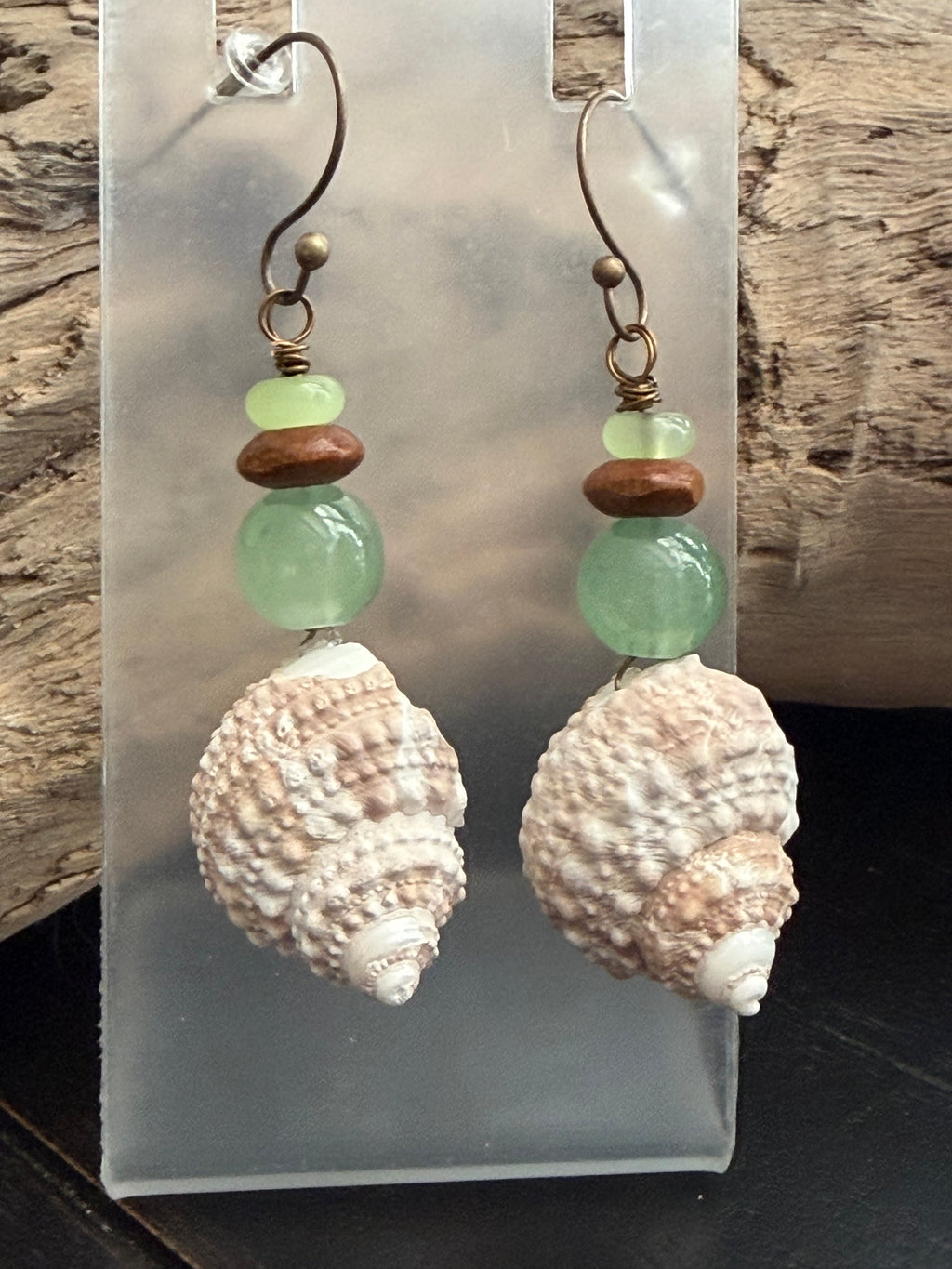 Sea Glass Garden Turban Shell Earrings