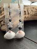 Starfish & Onyx Clam Shell Earrings