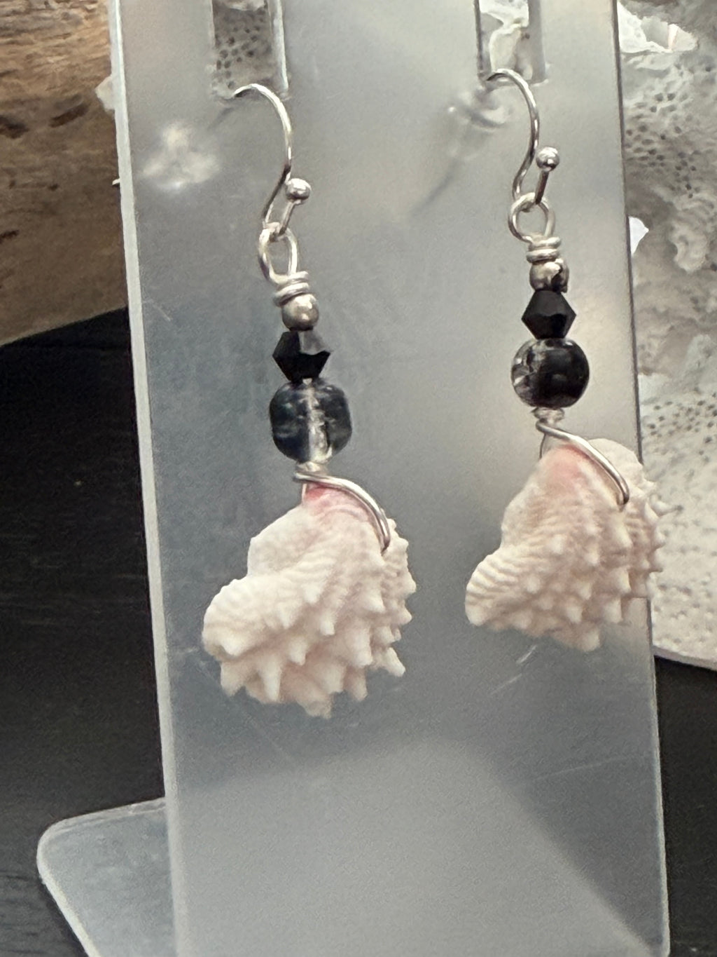 Midnight Shine Wave Shell Earrings