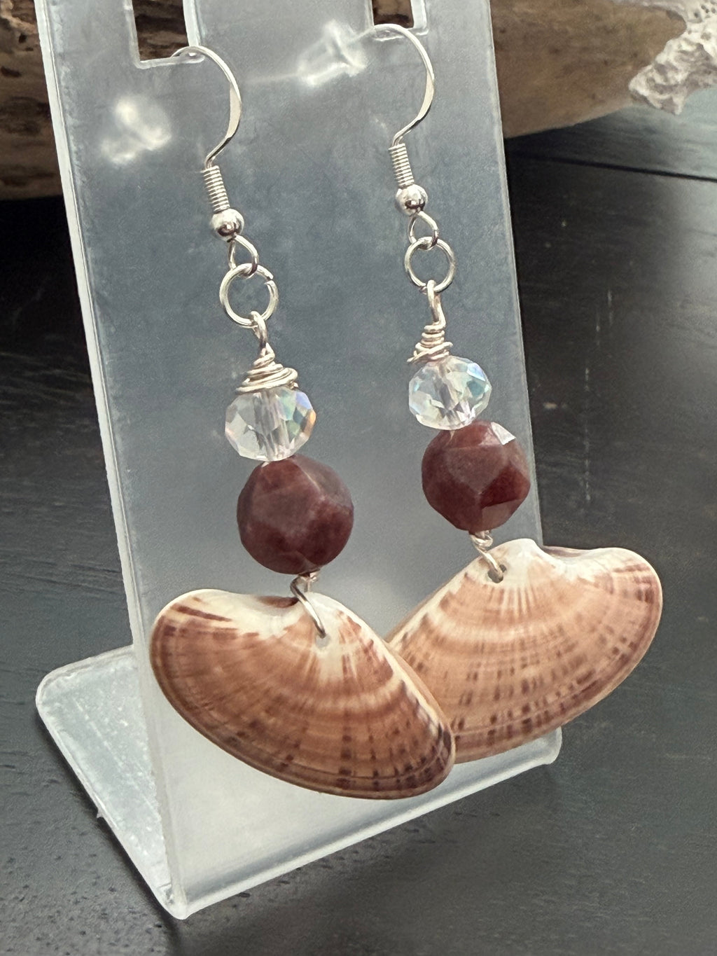 Girly Garnet Venus Clam Shell Earrings