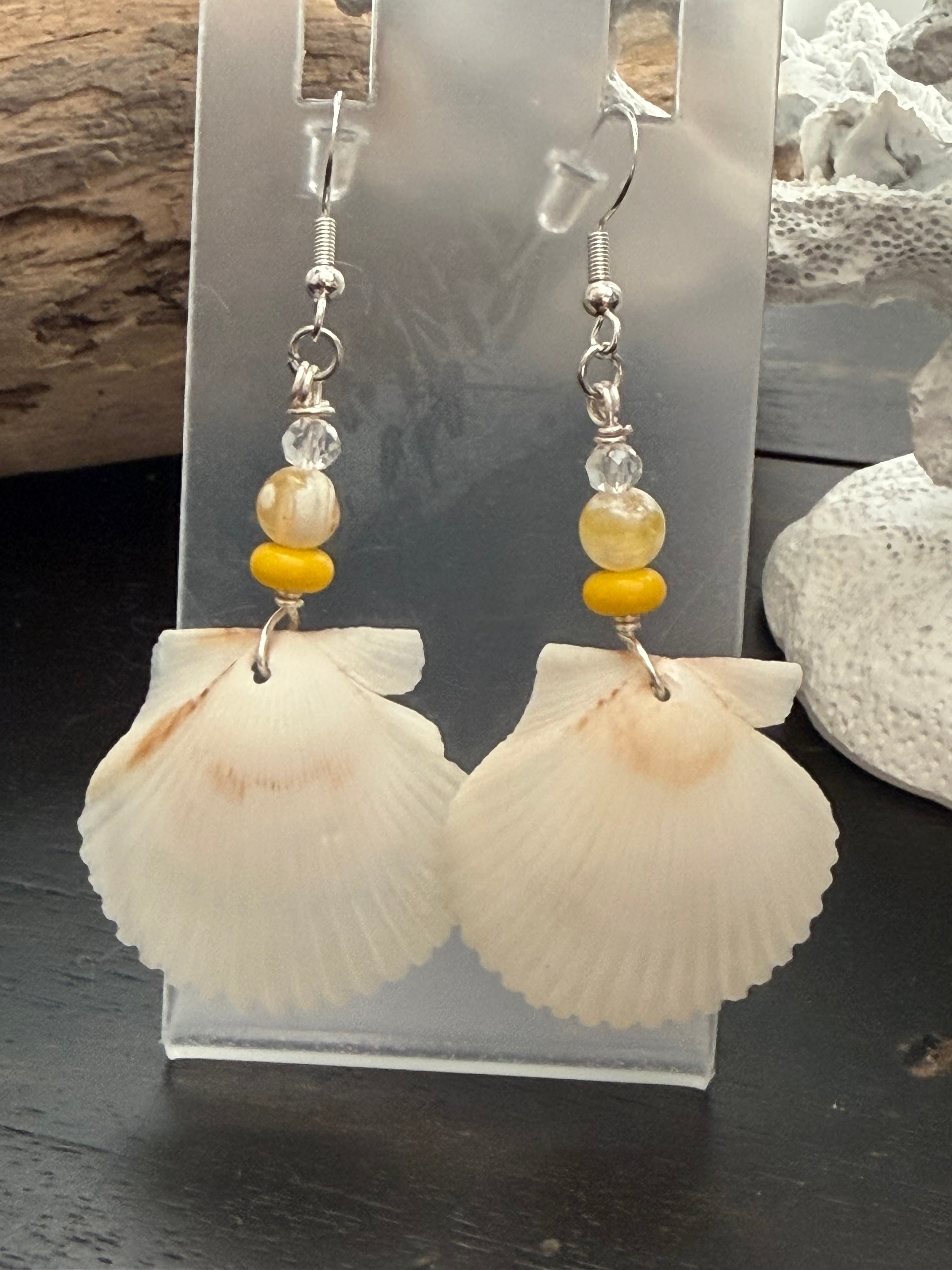 Sunshine Smile Fan Scallop Shell Earrings