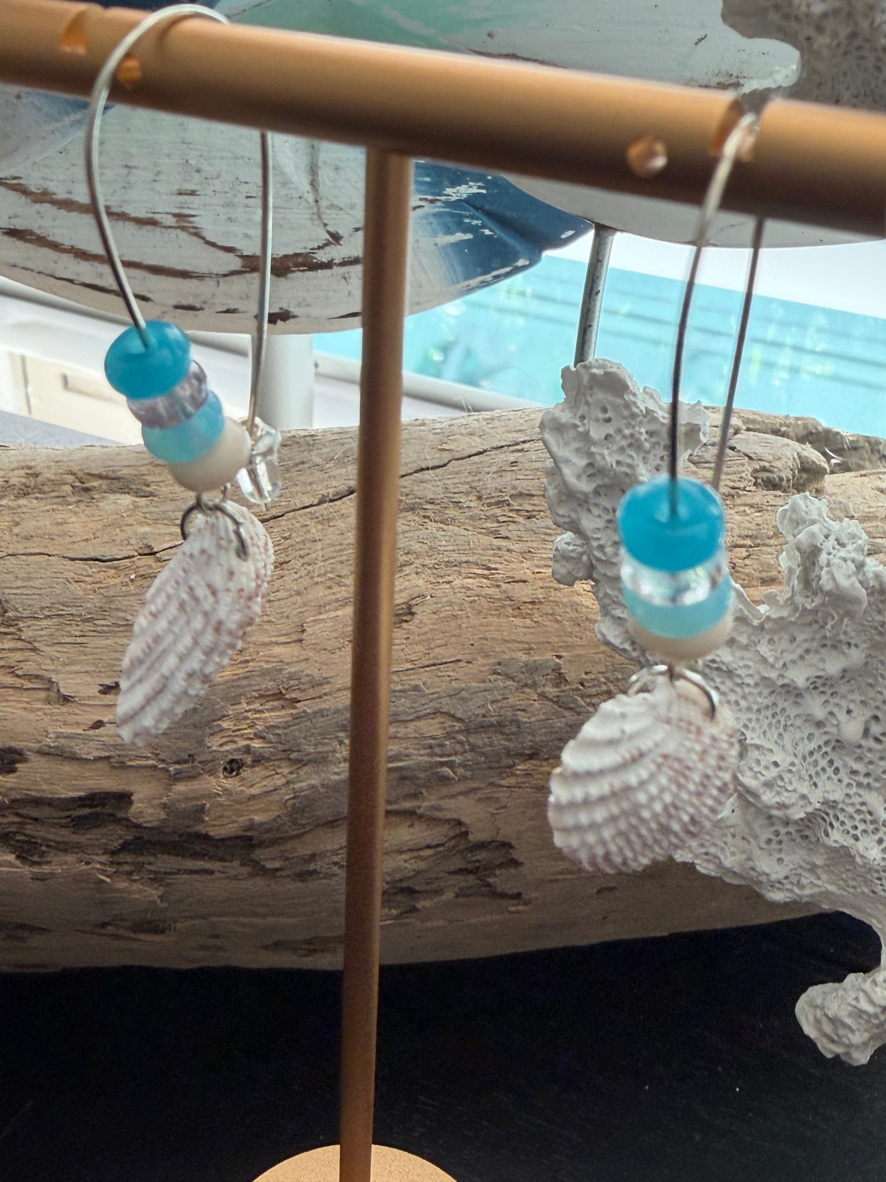 Clear Skies Shell Hoop Earrings