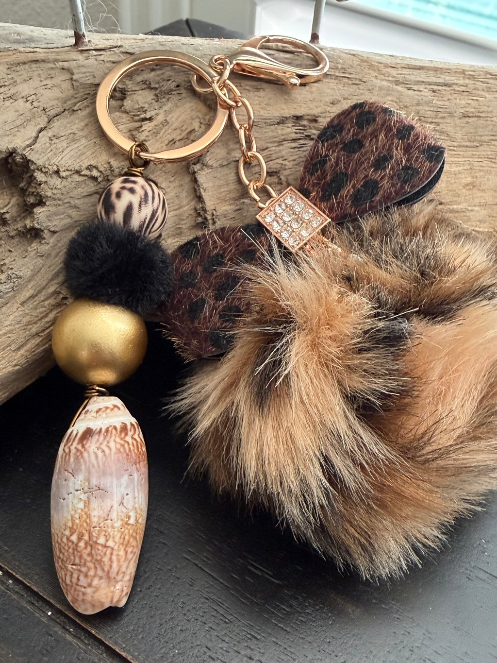 Wild Shore Leopard Pom Pom Keychain