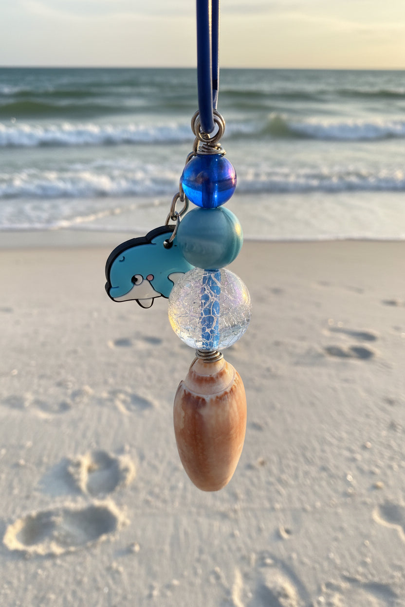 Dolphin Cove Shell Lanyard Keychain – Coastal Charm by Shoreline Keepsakes