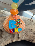 Be Kind Sunrise Scallop Shell Necklace – Autism Awareness | Orange Shell on Blue Cord