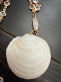 Tidal Glow Buttercup Shell Necklace – Gold Crystal Bezel Chain