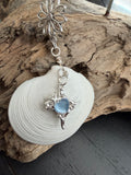 Silver Daisy & Ocean heart Disc Shell Necklace – Coastal Boho Charm