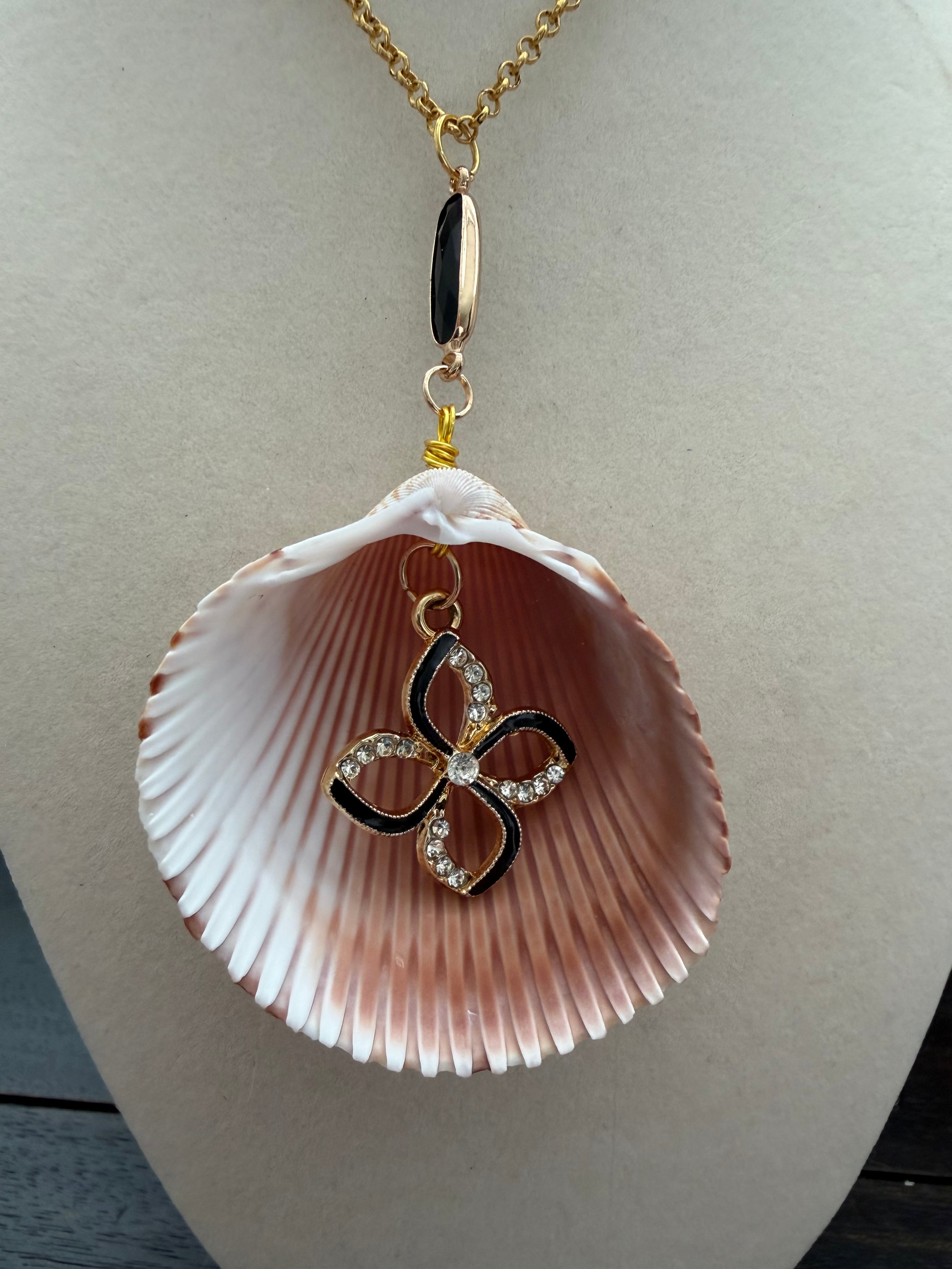 Golden Tide Dual Cockle Shell Necklace