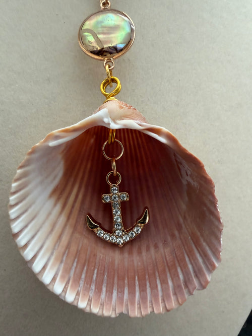 Anchor's Away Scallop Shell & Abalone Necklace