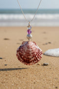 Perfectly purple scallop shell secklace