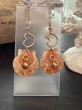 Heart of the Shore – Scallop Shell & Gold Heart Charm Earrings on Gold Ear Wires
