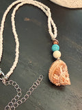 Chestnut Sands – Chestnut Turban Shell Necklace on White Bead Chain