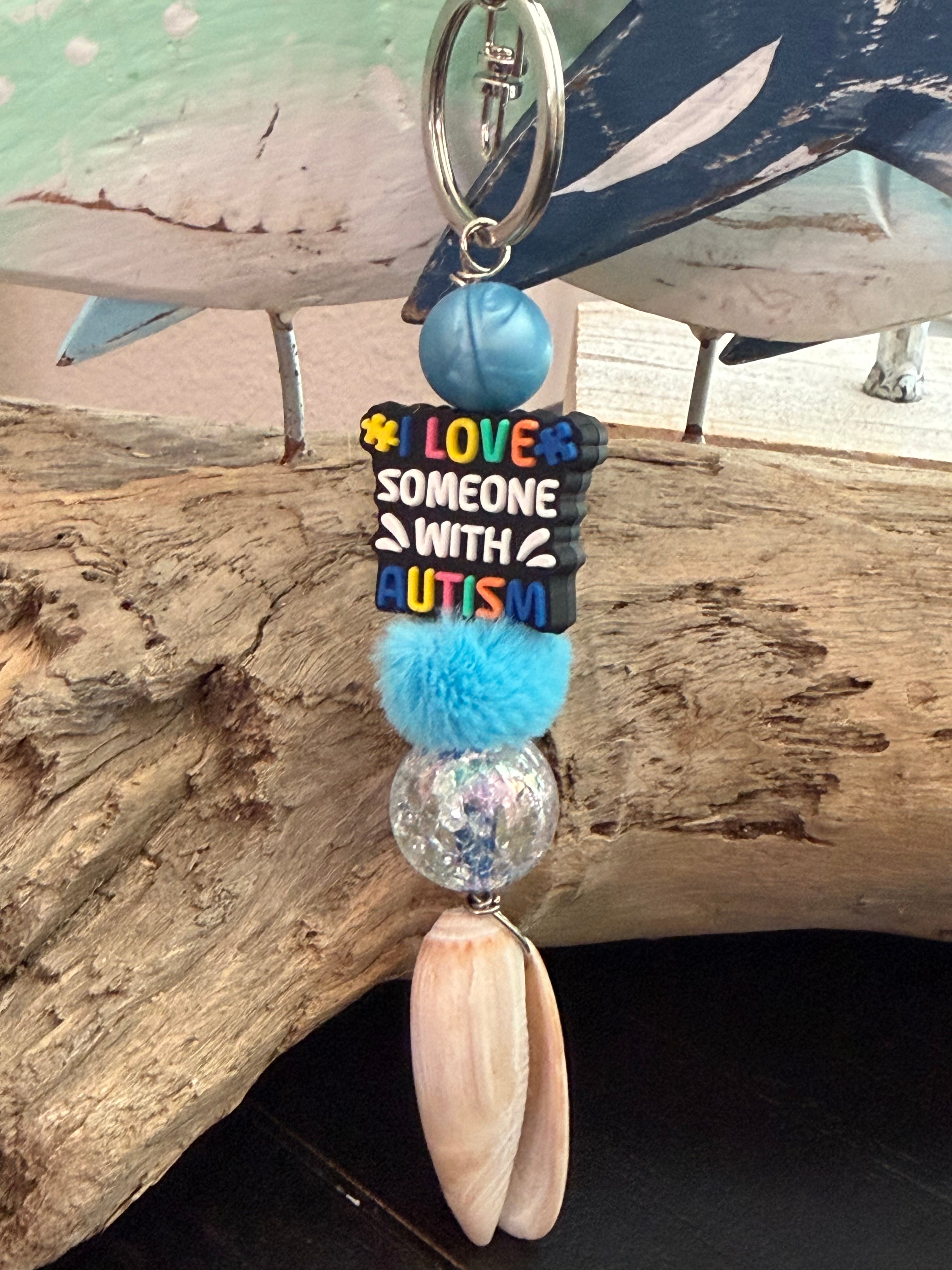 Love & the Shore – Autism Awareness Shell Keychain
