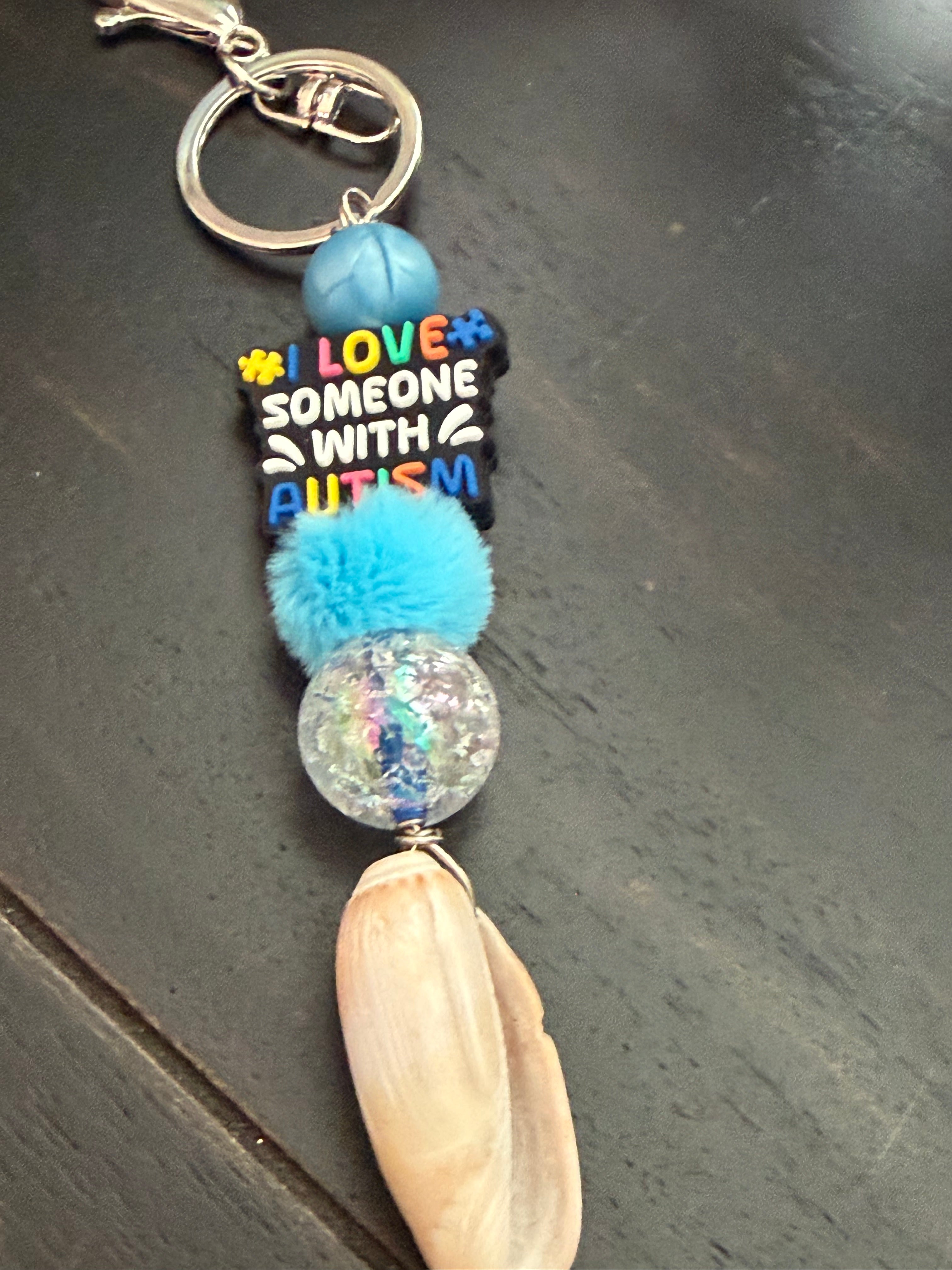 Love & the Shore – Autism Awareness Shell Keychain