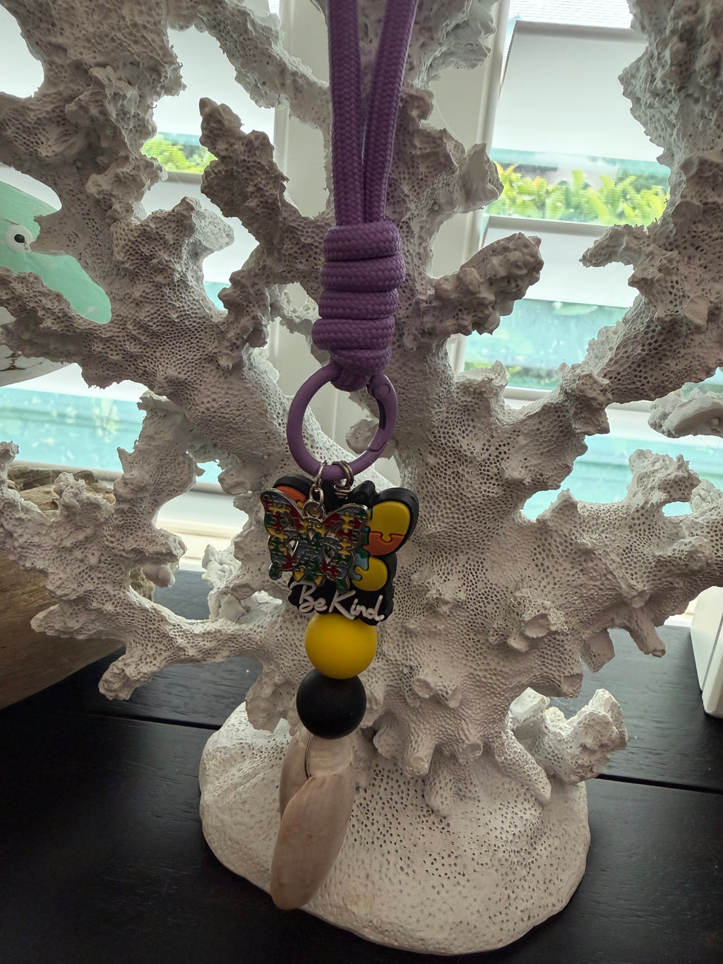 Be Kind Shore – Autism Awareness Shell & Butterfly Charm Wristlet