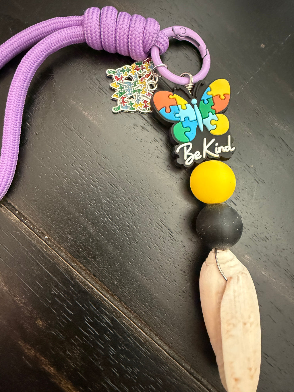 Be Kind Shore – Autism Awareness Shell & Butterfly Charm Wristlet