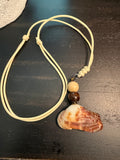 Wingless Shores – Turkey Wing Shell & Wood Bead Necklace