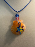 Unbreakable Light – Autism Awareness Scallop Shell Necklace on Blue Waxed Cord