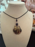 Wild Leopard – Calico Scallop Shell Necklace on Black Cord