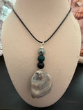 Earthy Oyster & Tide – Flat Oyster Shell Necklace with Stone Bead Stack