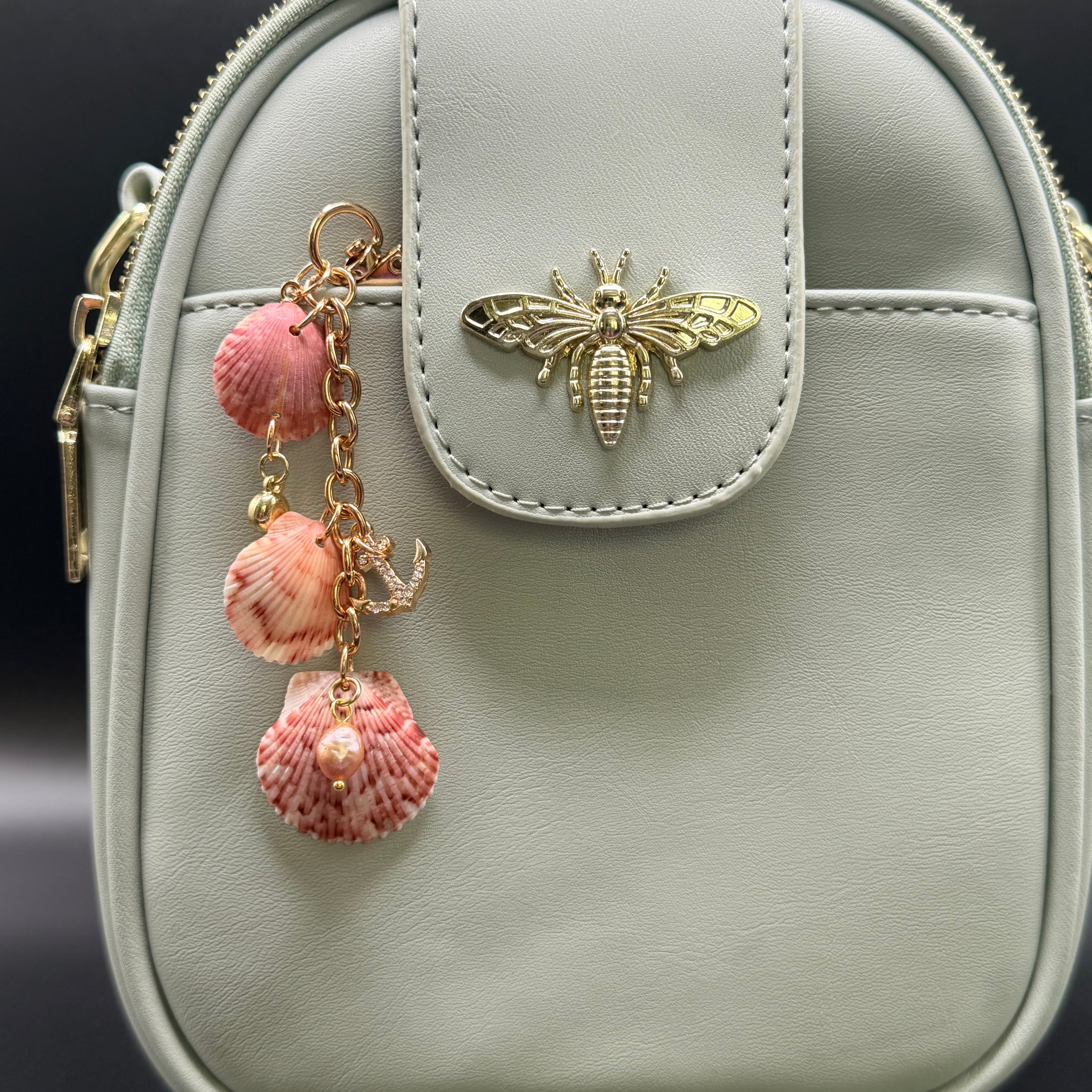 Pink Scallop Shell Mermaid Bag Charm