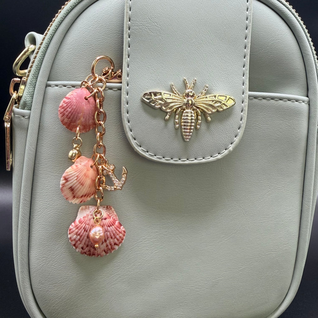 Pink Scallop Shell Mermaid Bag Charm