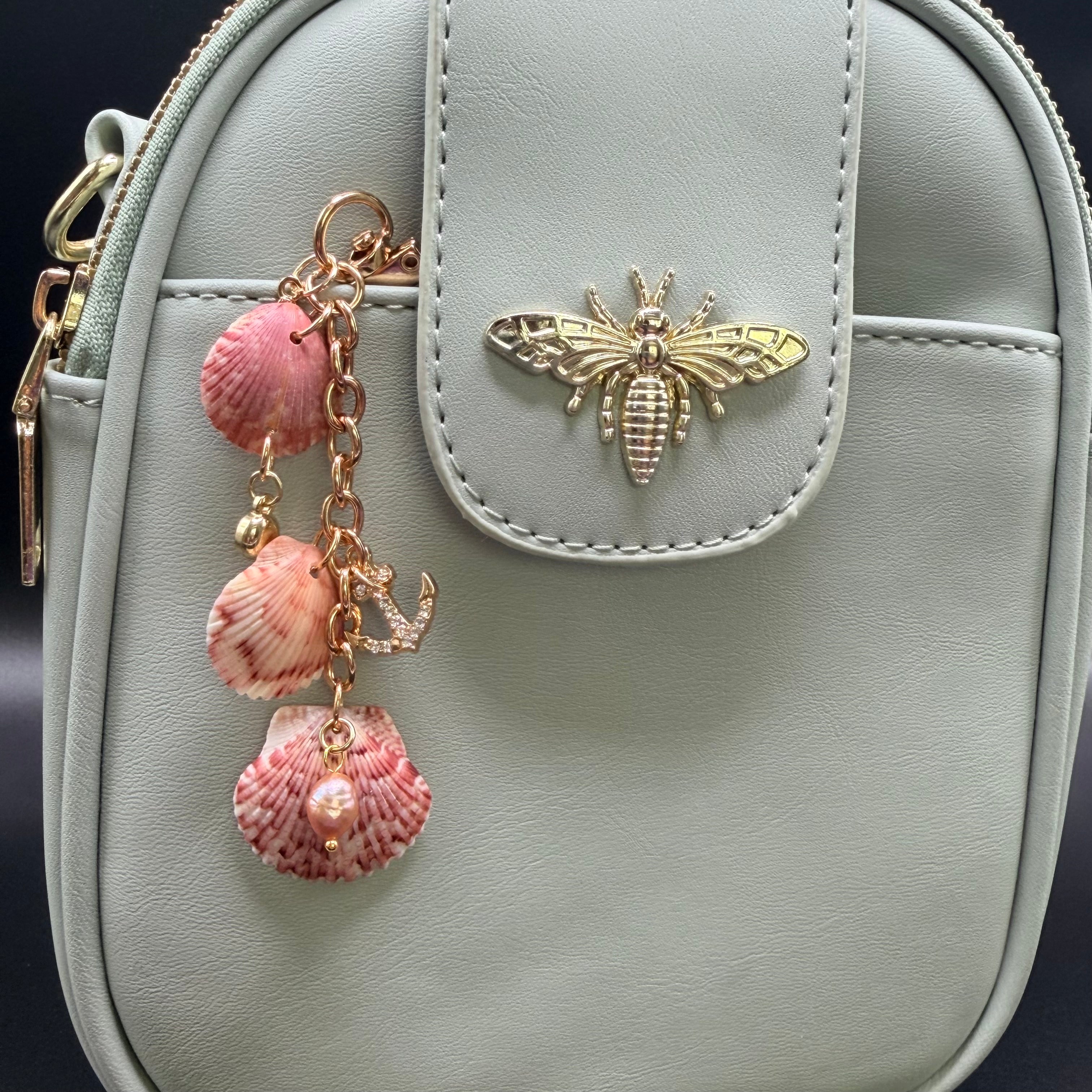 Pink Scallop Shell Mermaid Bag Charm