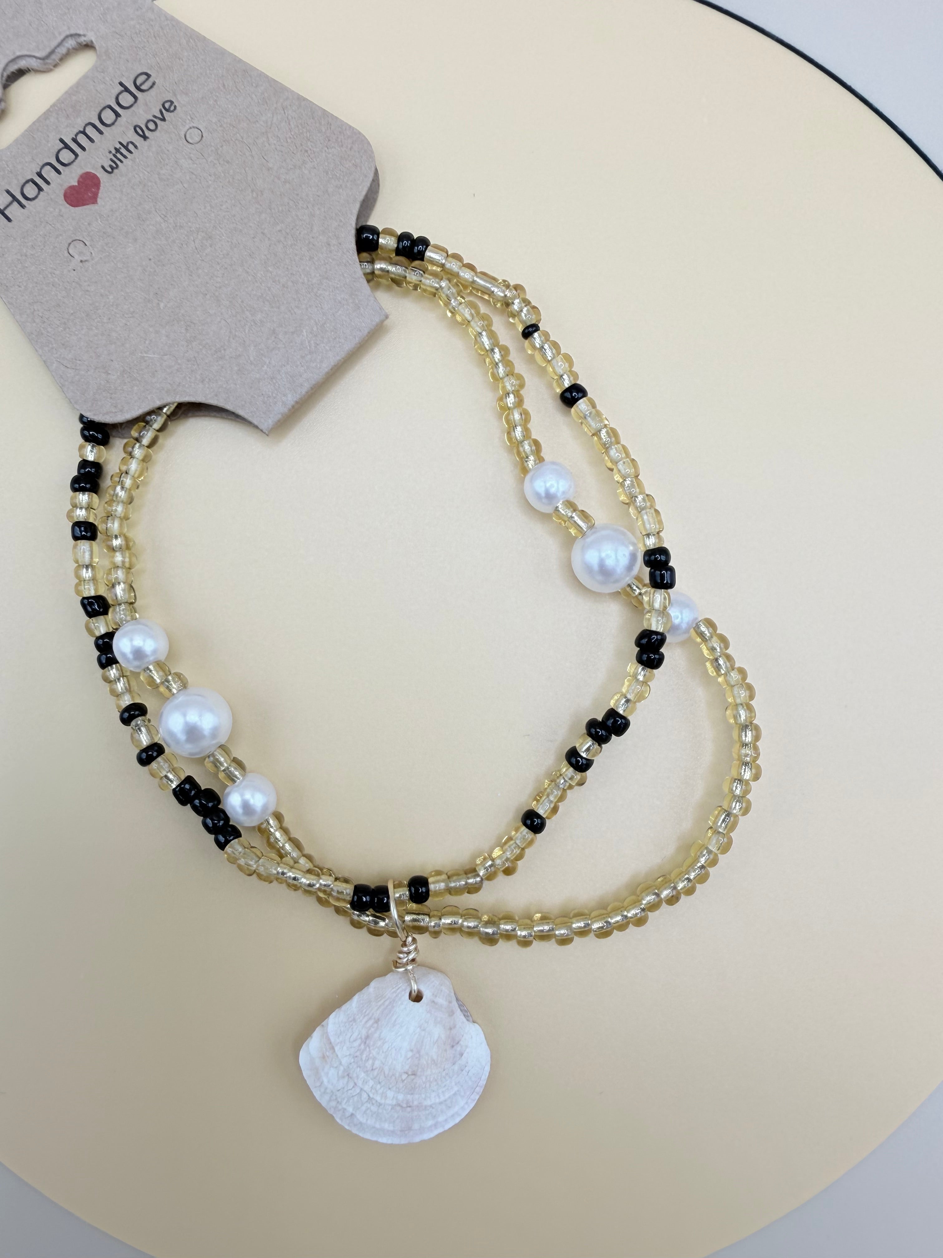 Double Strand Shell & Pearl Anklet