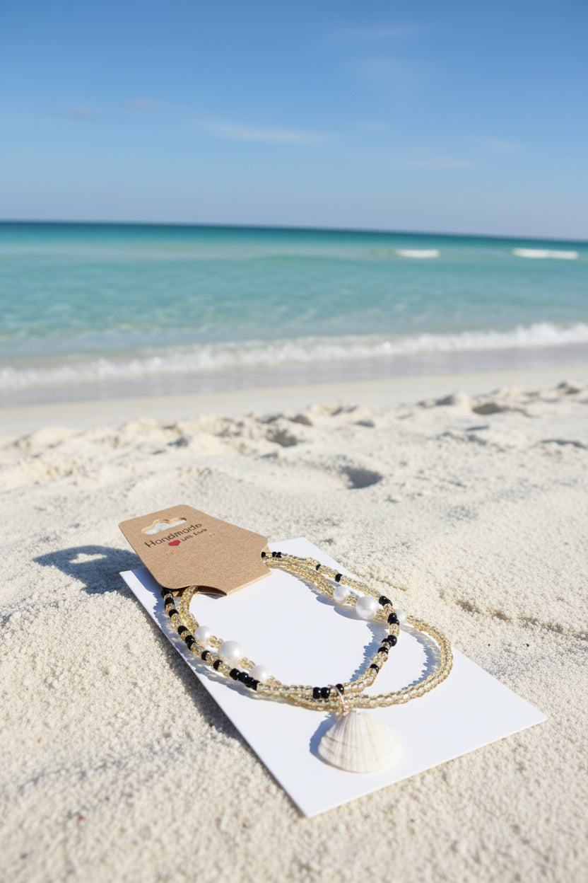 Double Strand Shell & Pearl Anklet