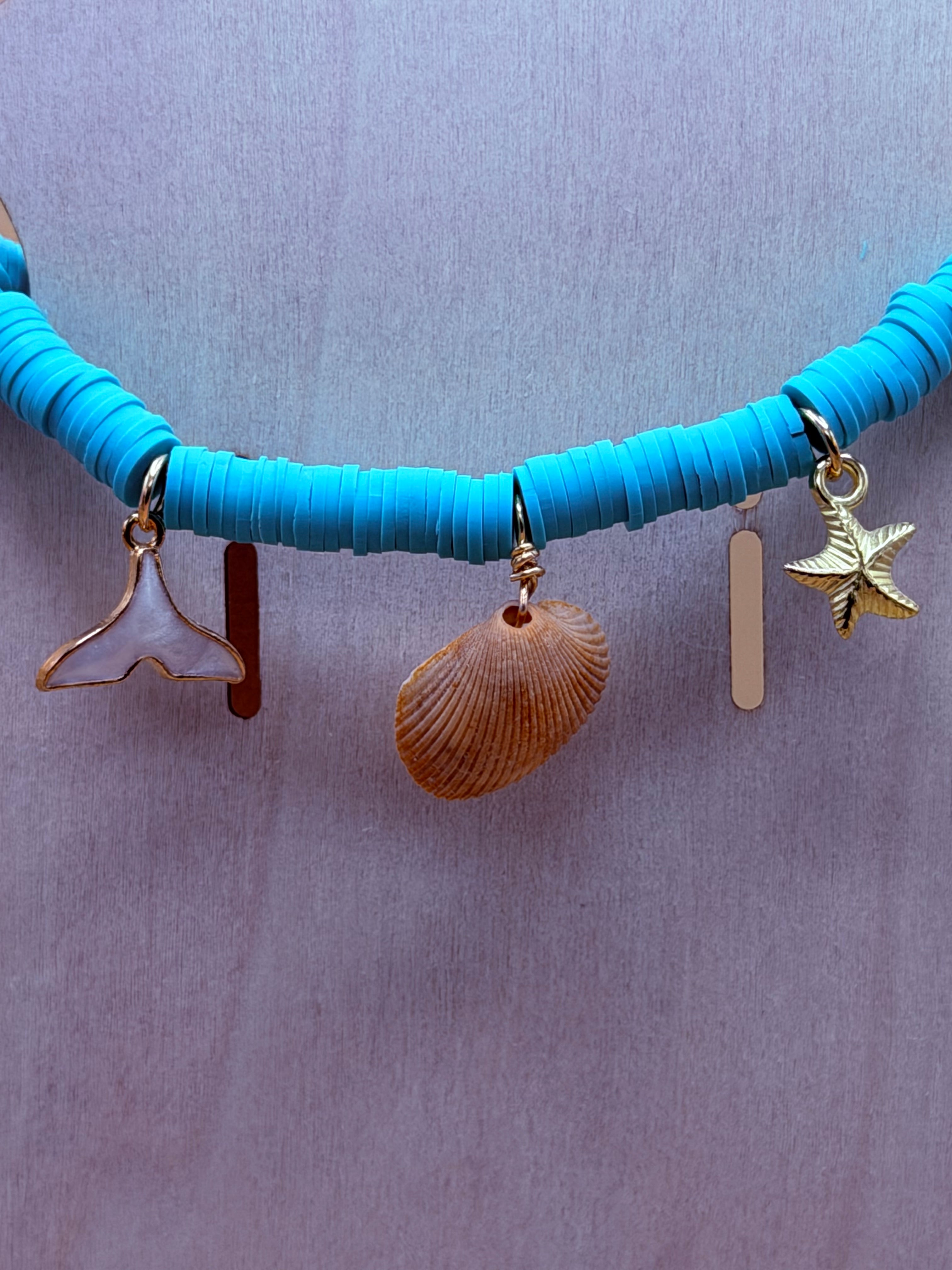 Blue waters Charm Clay Bead Bracelet