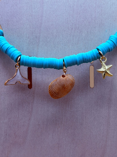 Blue waters Charm Clay Bead Bracelet
