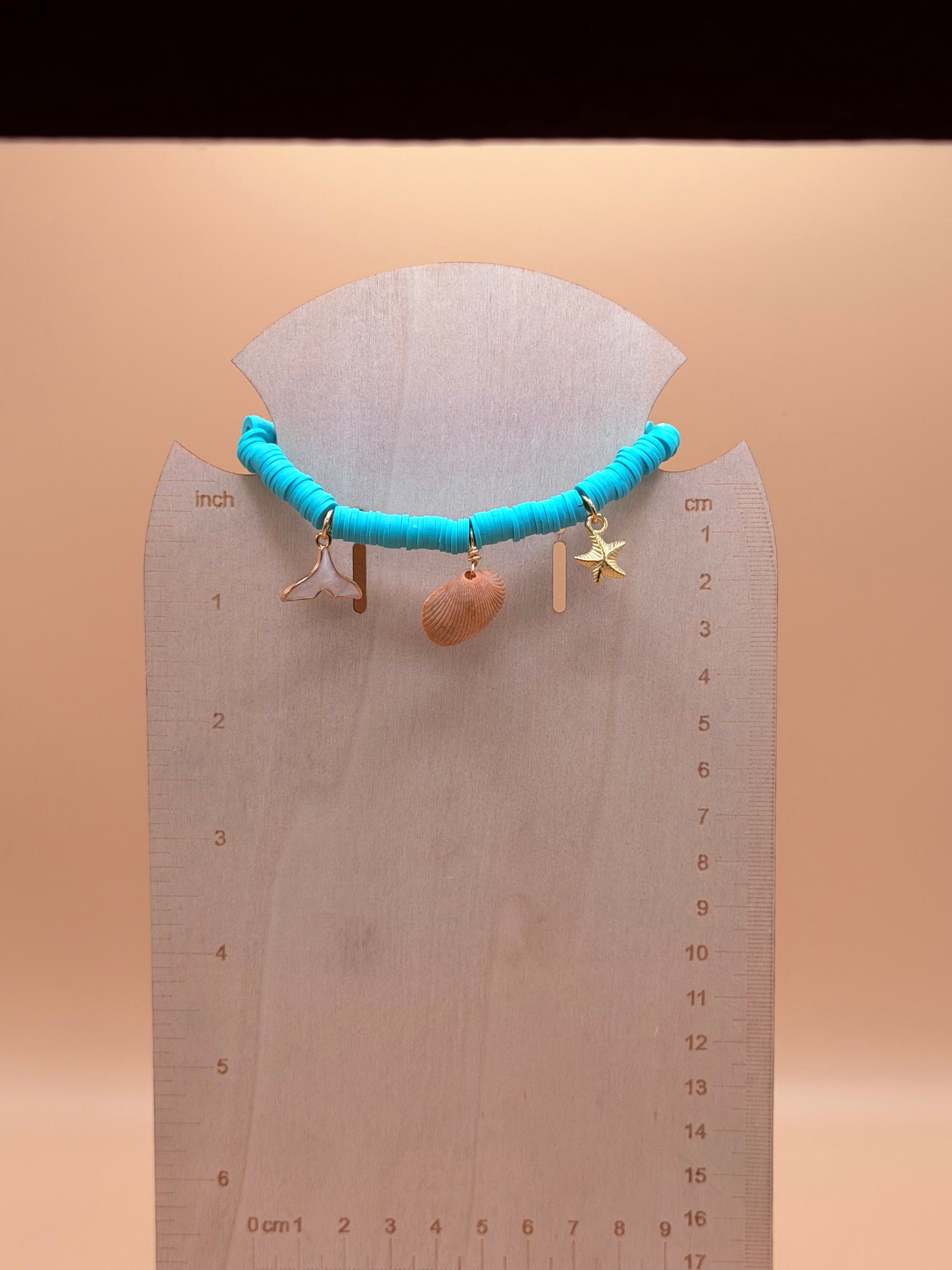 Blue waters Charm Clay Bead Bracelet