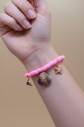 Pink Mermaid Shell Charm Clay Bead Bracelet