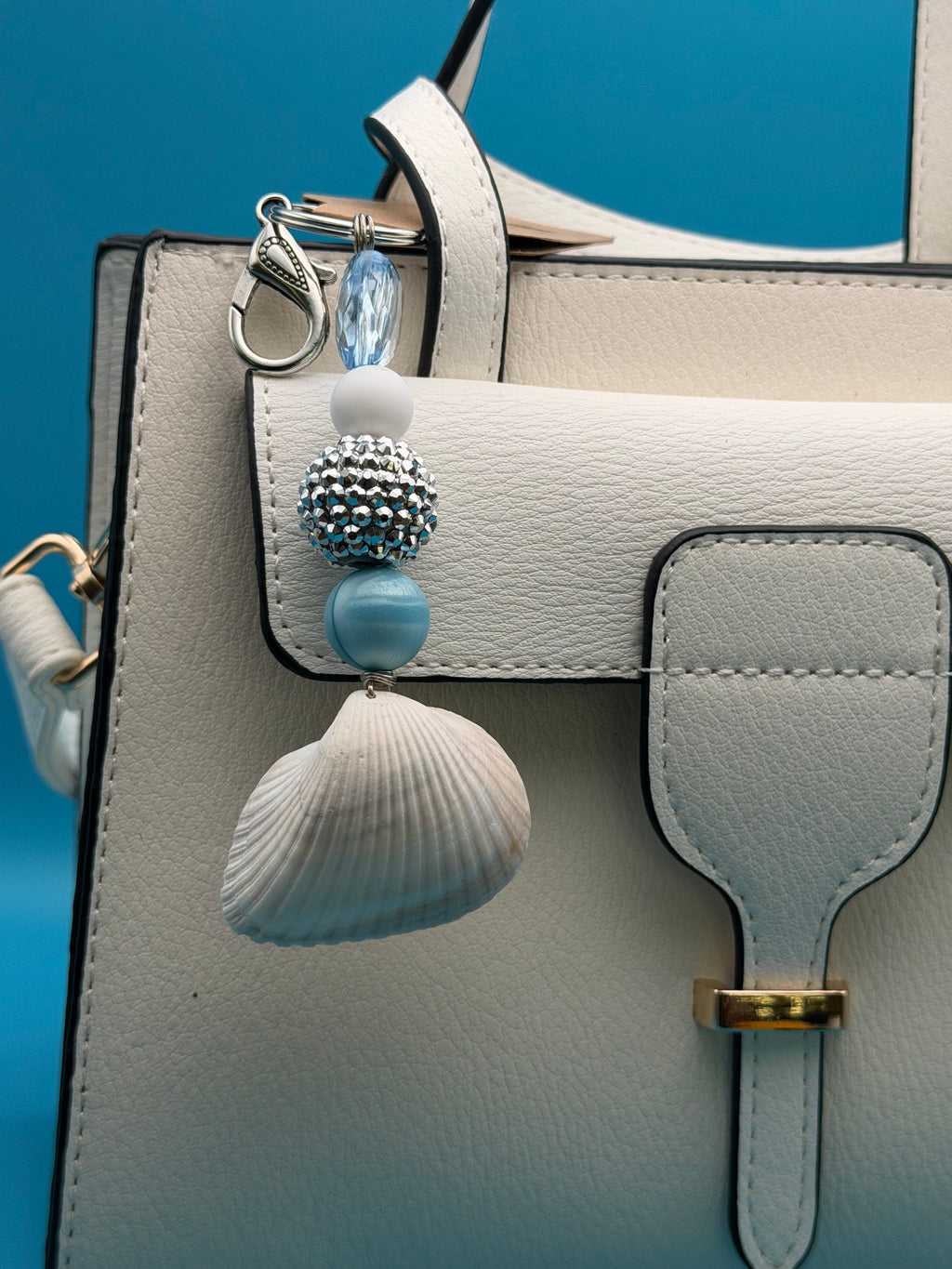 Blue Tide Crystal Shell Keychain