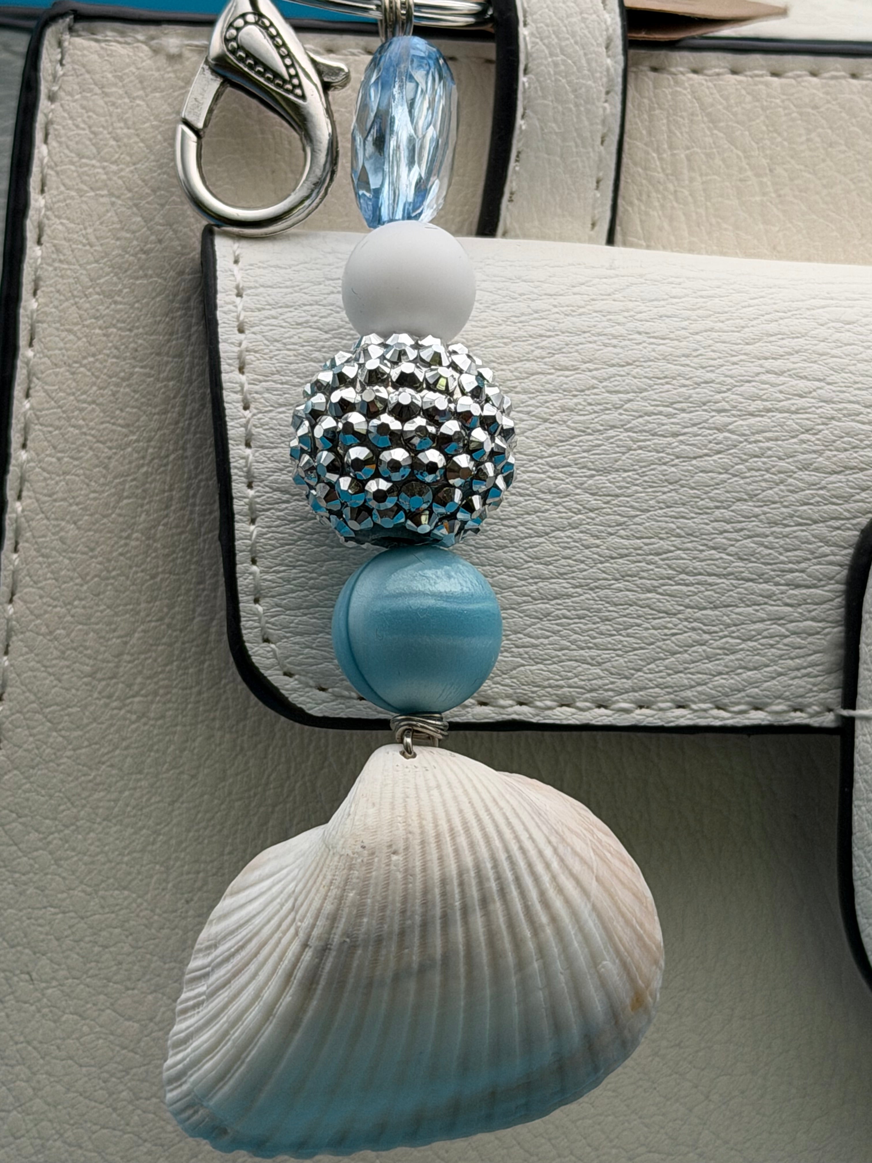 Blue Tide Crystal Shell Keychain