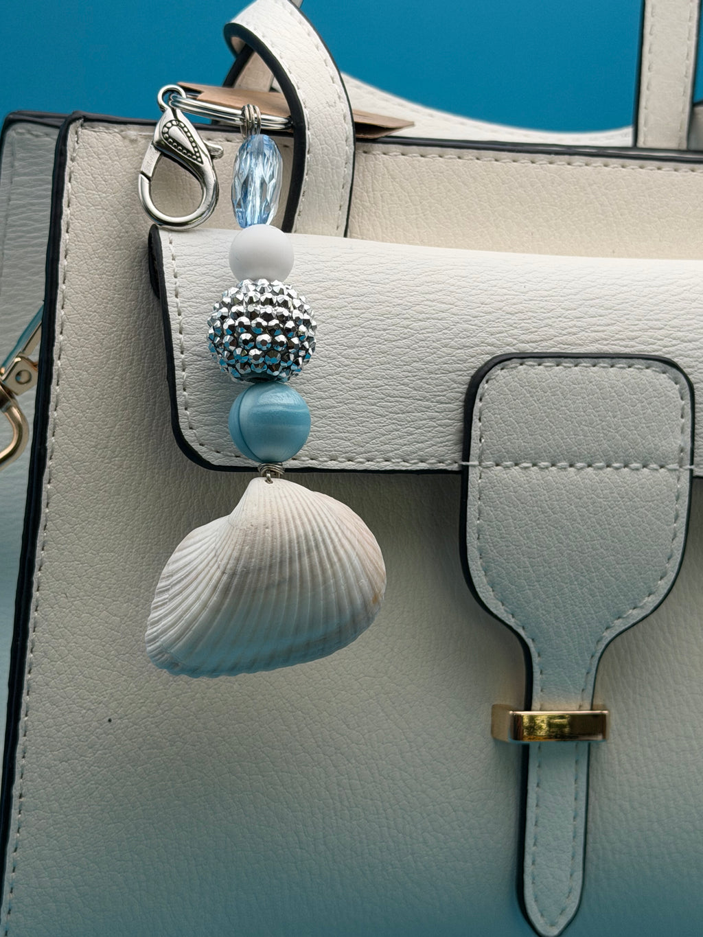 Blue Tide Crystal Shell Keychain