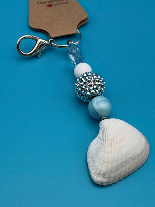 Blue Tide Crystal Shell Keychain