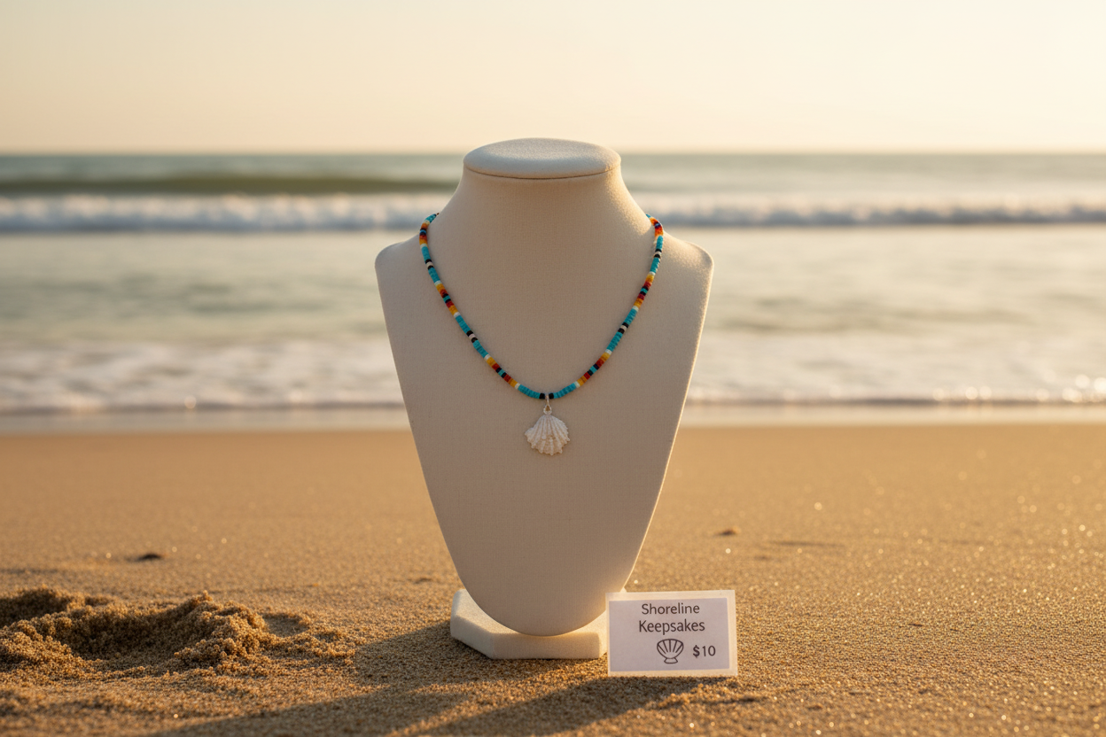 Colorful Necklace with Beach Background