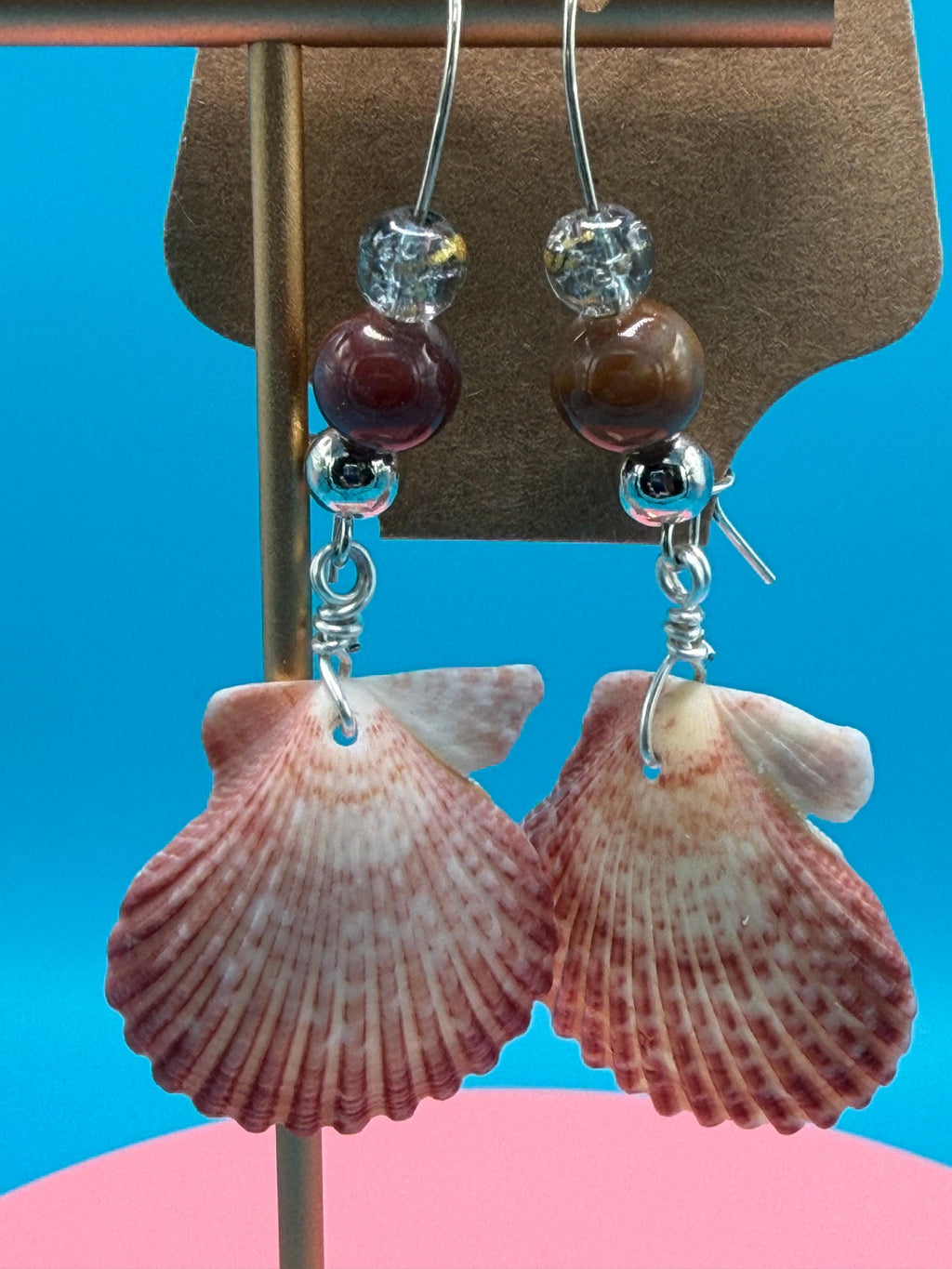 Handmade Scallop Shell Earrings Beach Coastal Ocean Nautical Florida Seashell Jewelry Gift