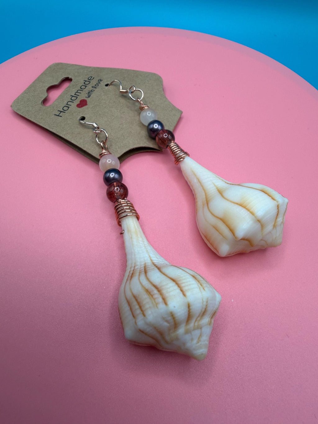 Coastal handmade Shell Earrings Florida Gulf Coast Beach Treasures Copper Wire Wrapped Coastal Jewelry