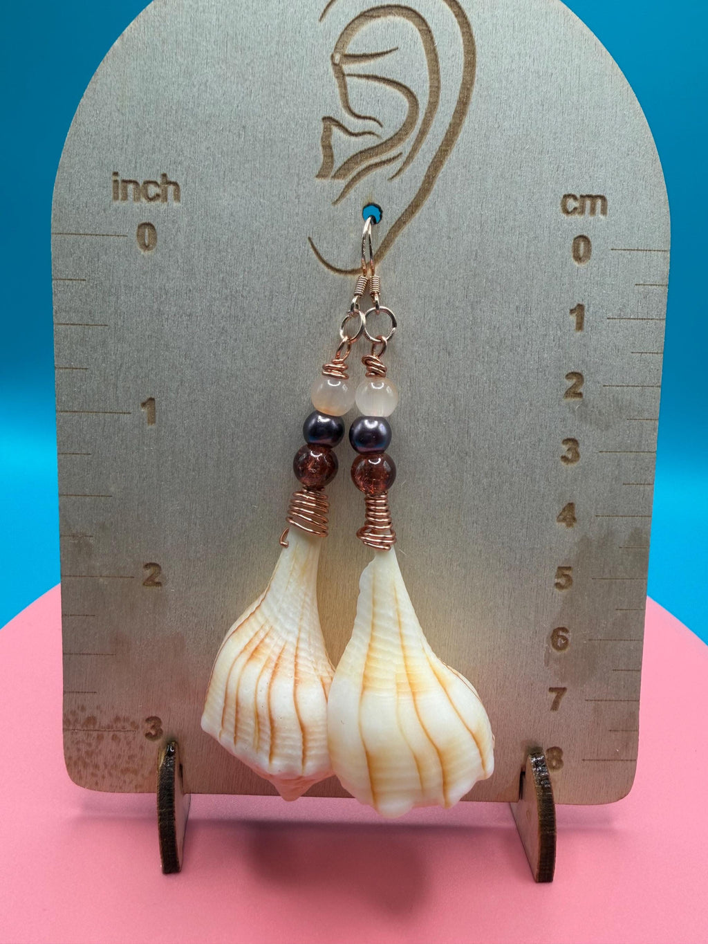 Coastal handmade Shell Earrings Florida Gulf Coast Beach Treasures Copper Wire Wrapped Coastal Jewelry