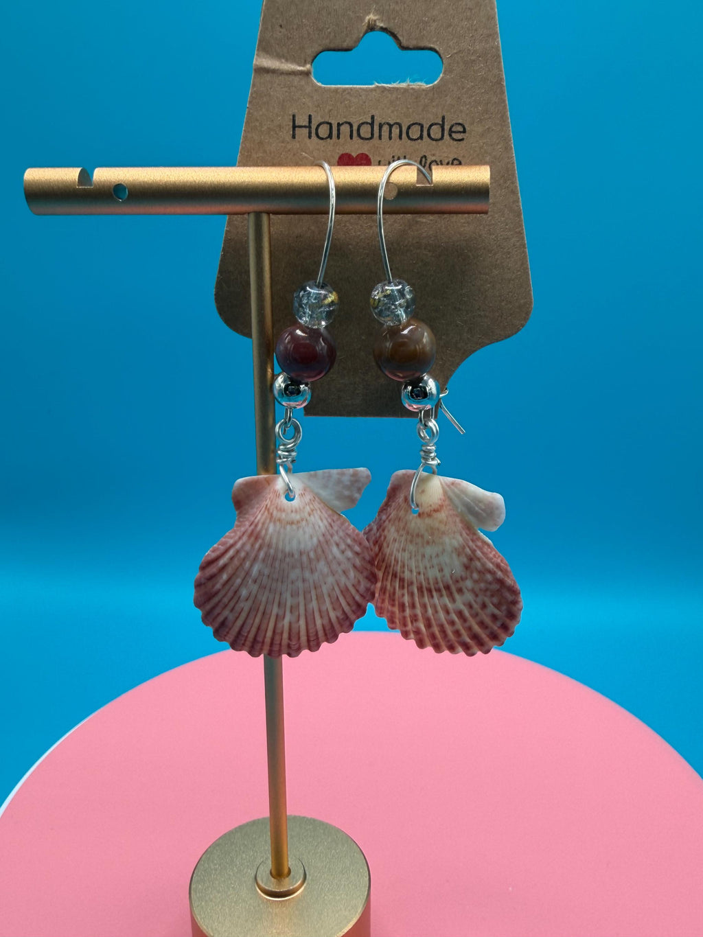 Handmade Scallop Shell Earrings Beach Coastal Ocean Nautical Florida Seashell Jewelry Gift