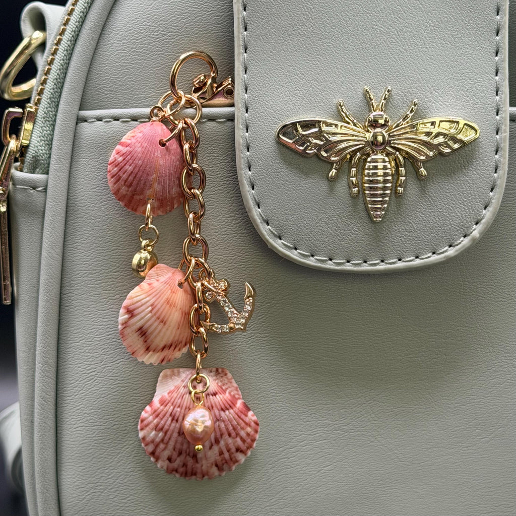 Coastal Bag scallop shell   Charm  Handmade Beach Accessory
