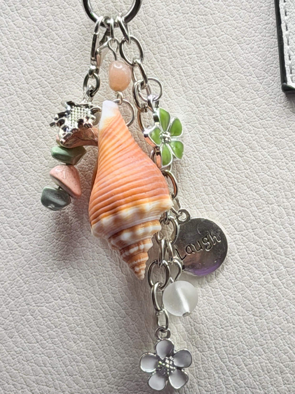 Florida coastal Conch Shell Bag Charm - Handmade Beach Coastal Purse Accessory Ocean Lover Gift
