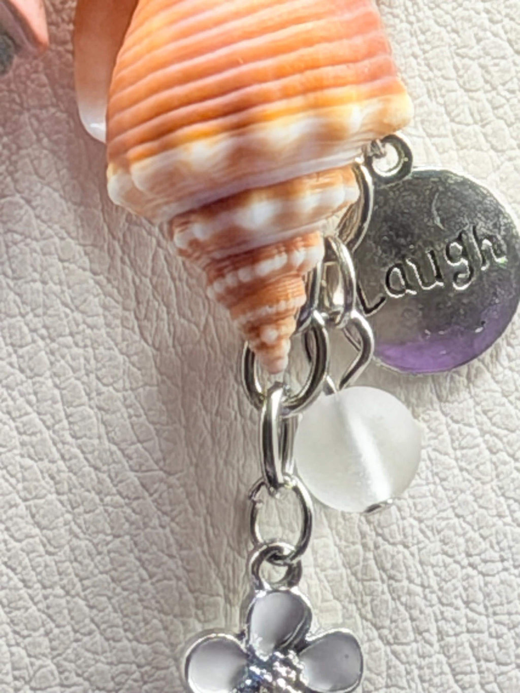 Florida coastal Conch Shell Bag Charm - Handmade Beach Coastal Purse Accessory Ocean Lover Gift
